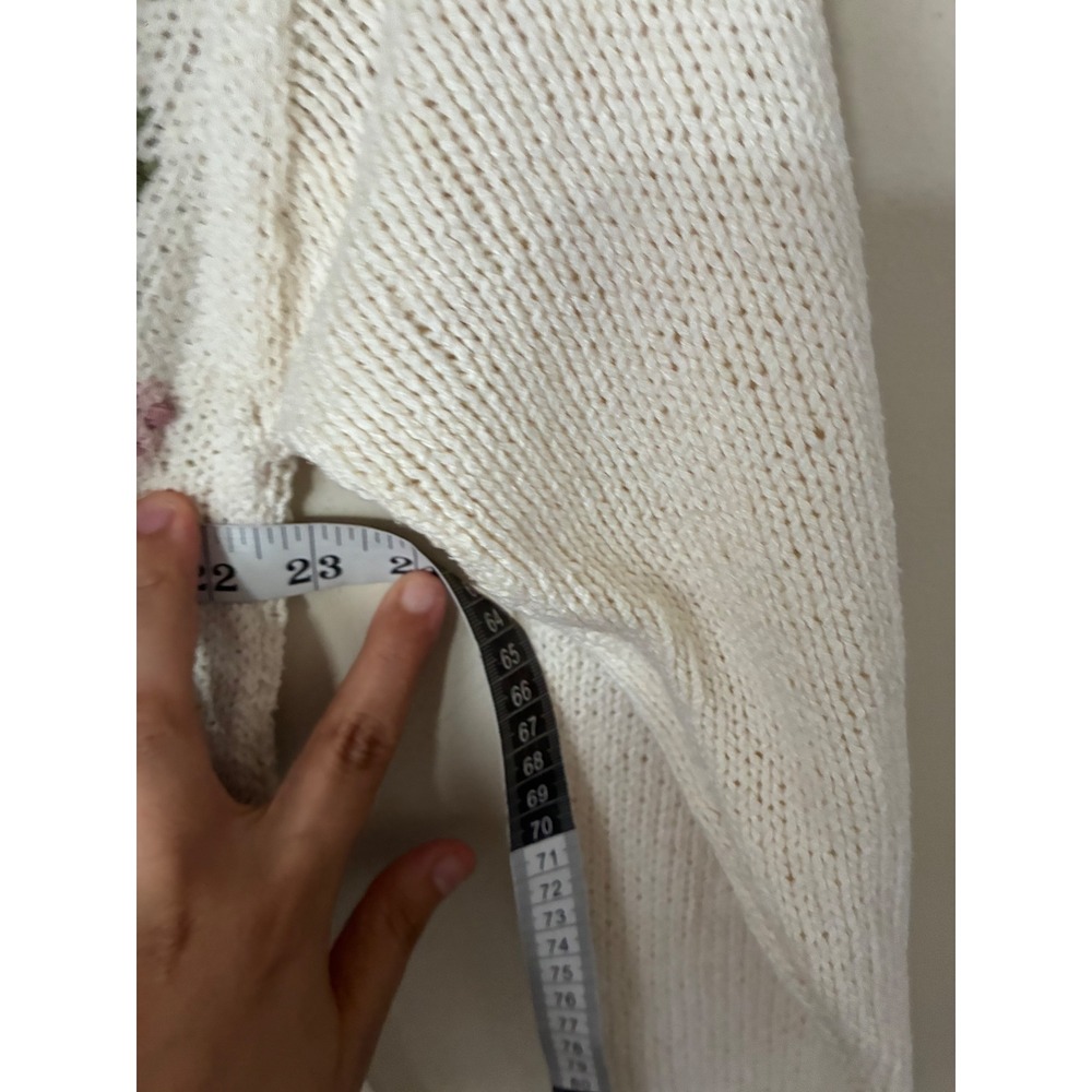 Liz Claiborne Vintage Floral Silk Cotton Cardigan Petite S Cottagecore Cream - Picture 5 of 9